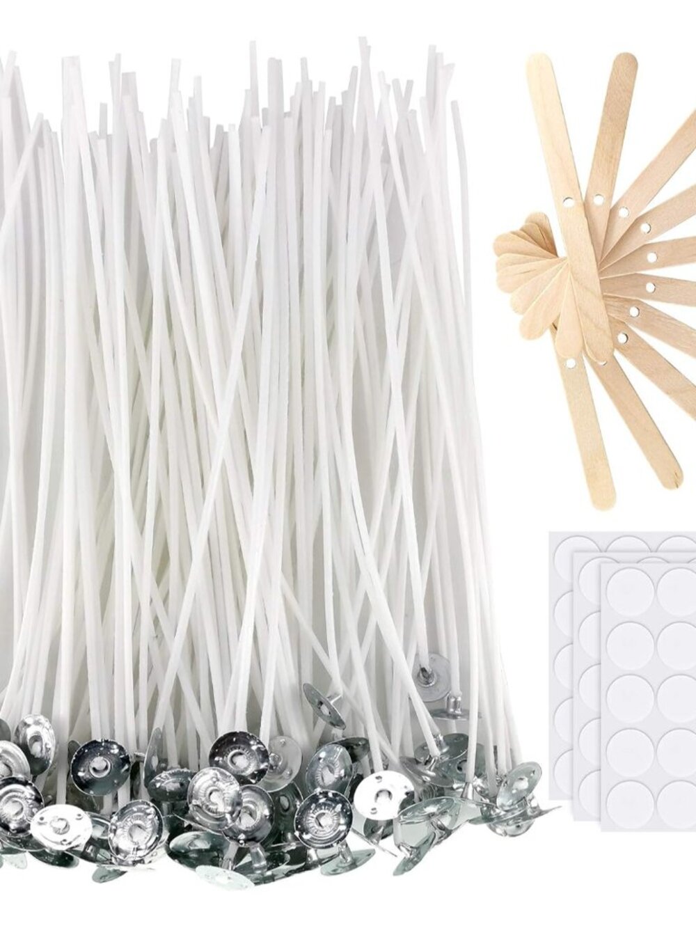 Candle Wicks, 100Pcs 6-Inch Cotton Wicks with 30 Stickers & 10 Centering Tools |